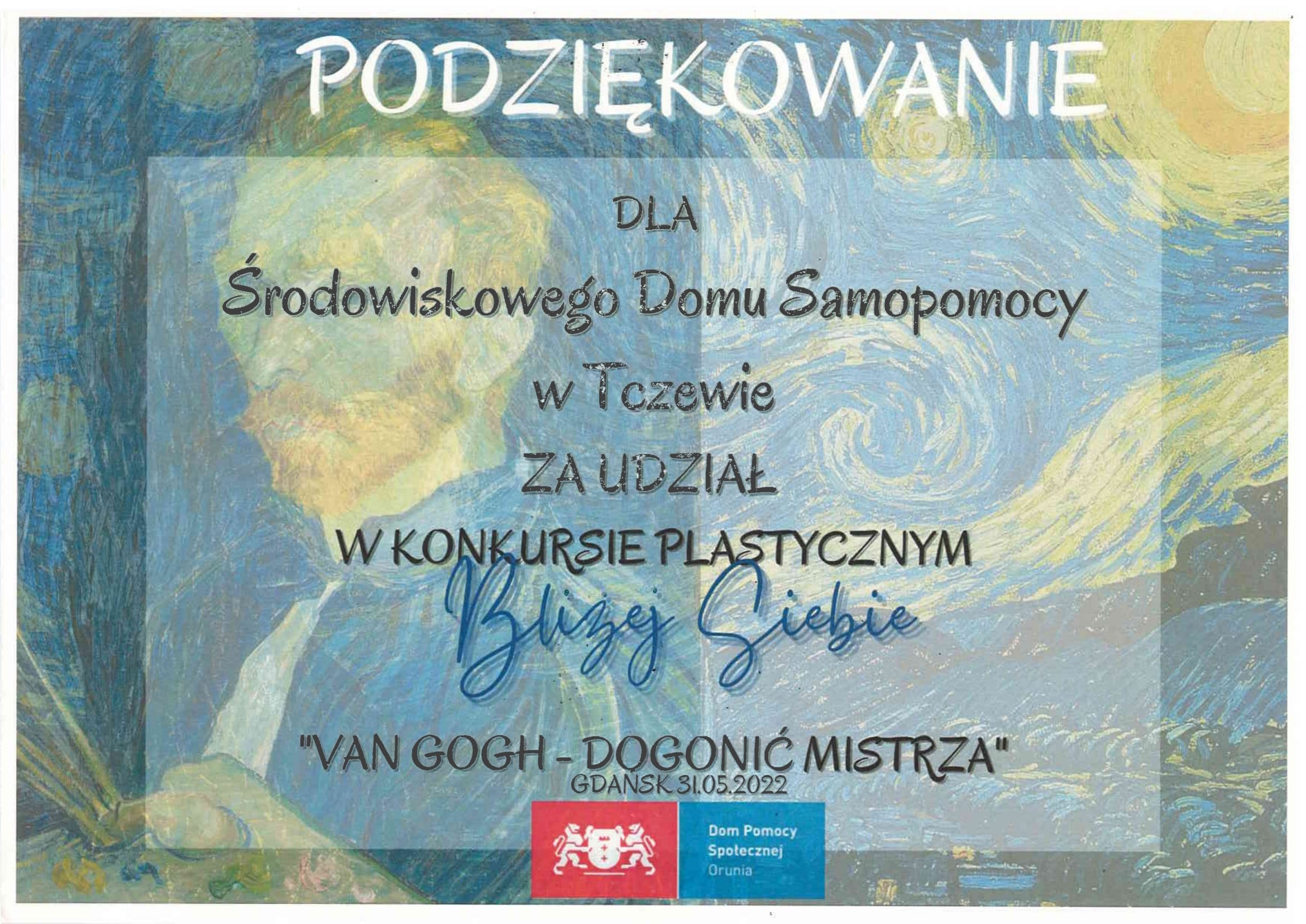 Konkurs plastyczny Bliżej Siebie „Van-Gogh – Dogonić Mistrza”